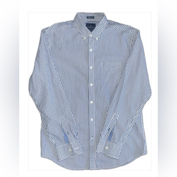 TWO SHIRTS American Eagle Outfitter Classic Fit Stripped Blue and Stripped Tan M - Picture 4 of 11